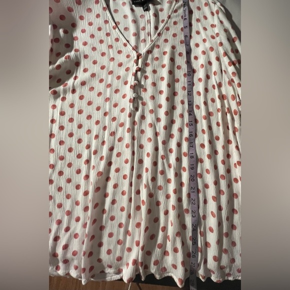 Lane Bryant popover Top vacation cruise Polka Dot Shirt Gauzy Flutter Sleeve 24 - Picture 10 of 13